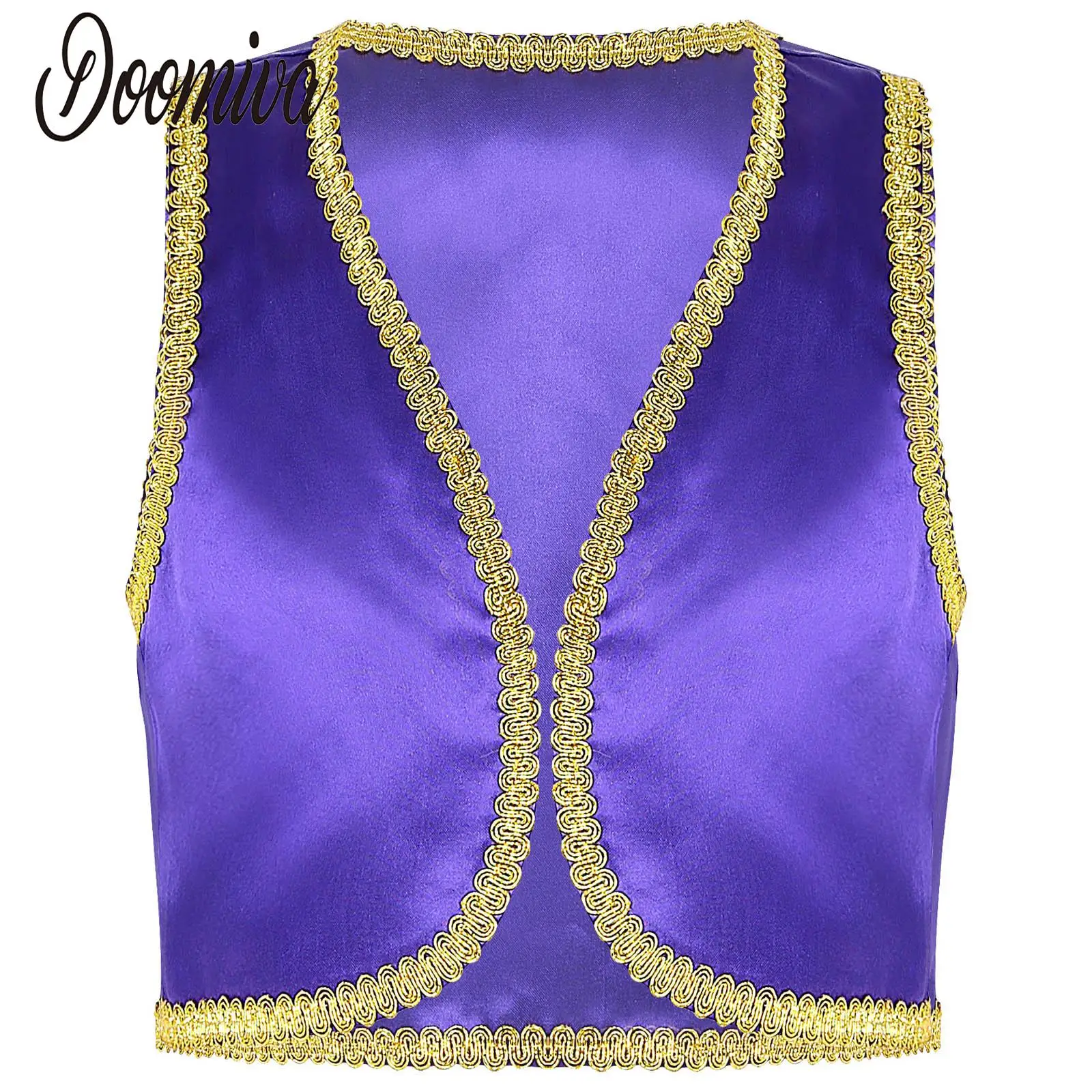 Boys Genies Vest Costume Arabian Prince Cosplay Dress Up Kids Fairytale Waistcoat Costumes for Children Fancy Party Halloween