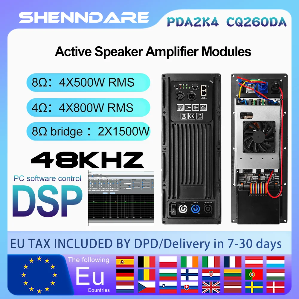 ShennDare PFA2K4+CQ260DA 4x800W 4OHM Professional Line Array Speaker Power Amplifier Module 4 Channel DJ Subwoofer Amplifier Boa