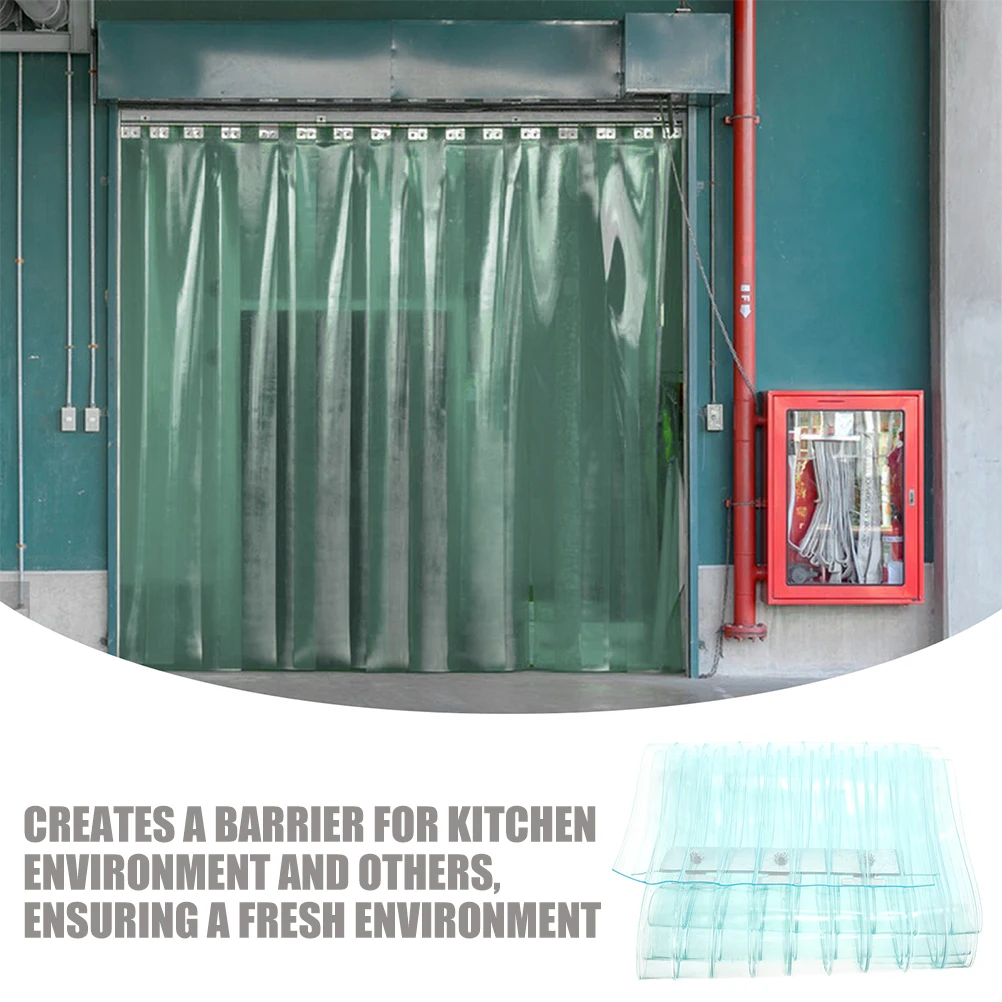 

PVC Door Curtain Kit 18cmx170cm Blue Striped Windproof Strip Curtains Garage Freezer Partition Curtains Easy Installation