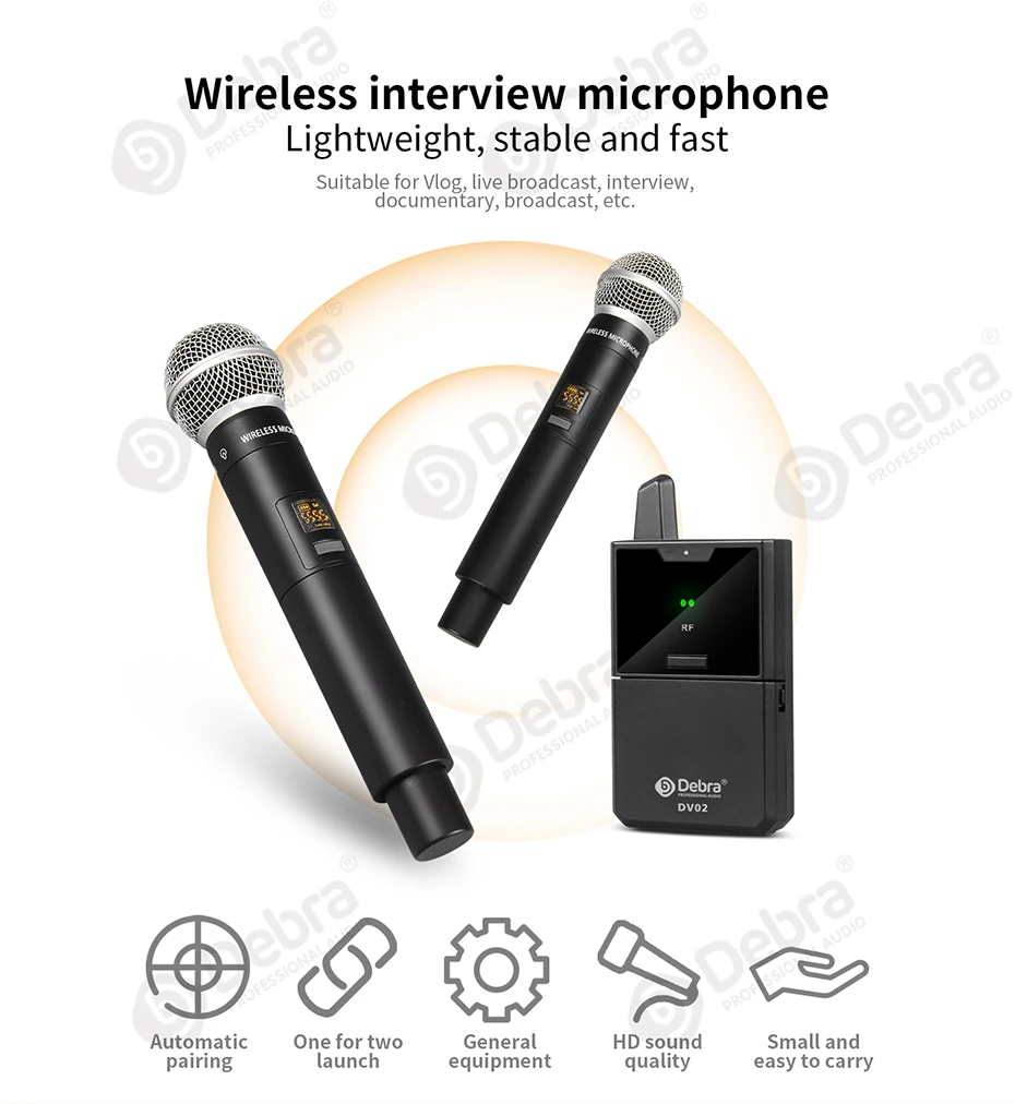 Wireless Handheld Microphone DV01/02 UHF Multi-frequency Optional Support Custom Content Card For Interview Live Broadcast