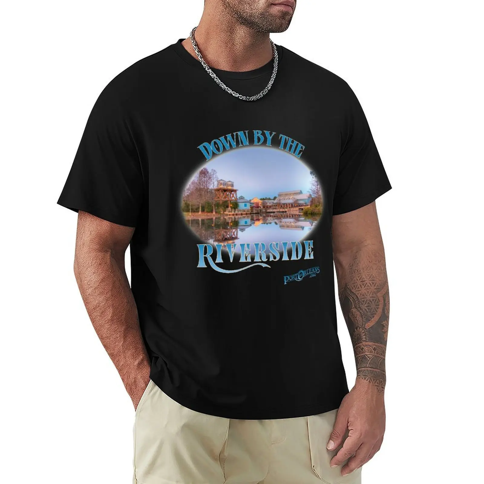 

Down by the Riverside T-Shirt blue lock valentines clothes customizeds cotton man t-shirts Men's t-shirt