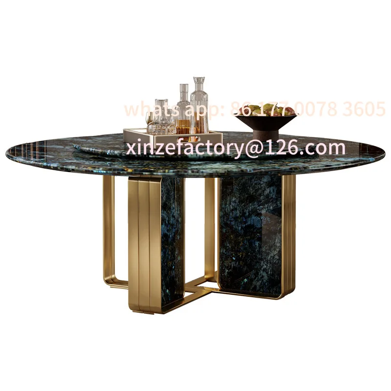 تخصيص البرتغالية الفاخرة الحجر فيلا فندق اللوبي الاستقبال التفاوض ضوء فاخر الفولاذ المقاوم للصدأ الرخام طاولة مستديرة لوكس