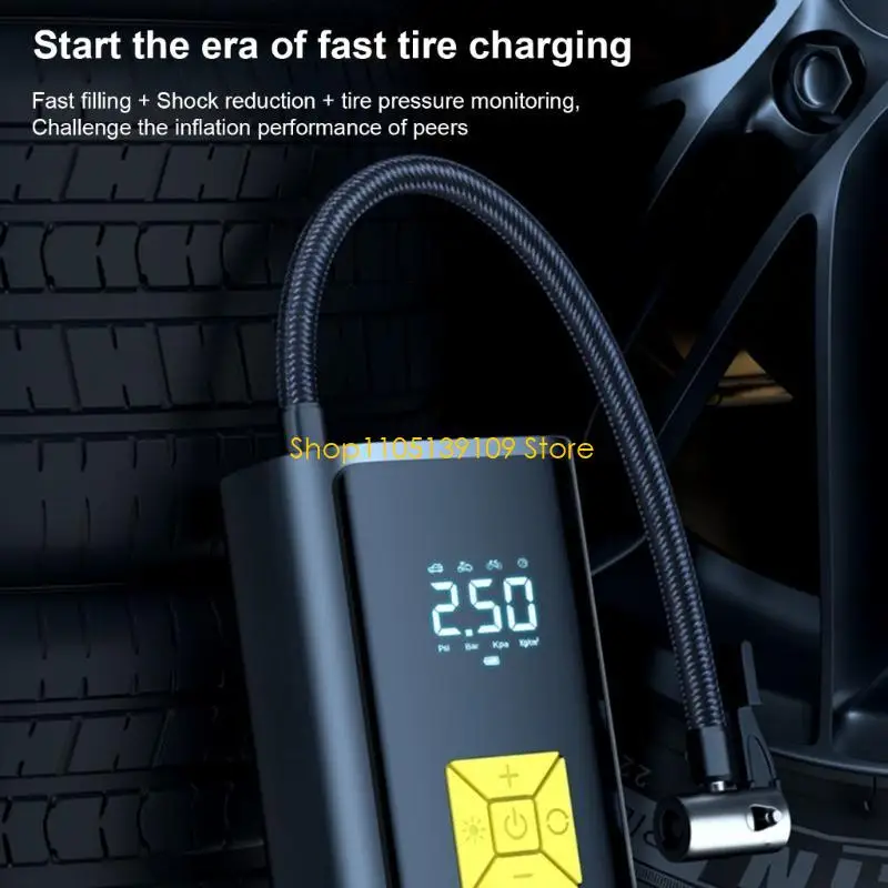 Multifunctional Efficient Starting Device High Efficiency Tire Inflator Air Compressor with Presets Pressure for Vehicle