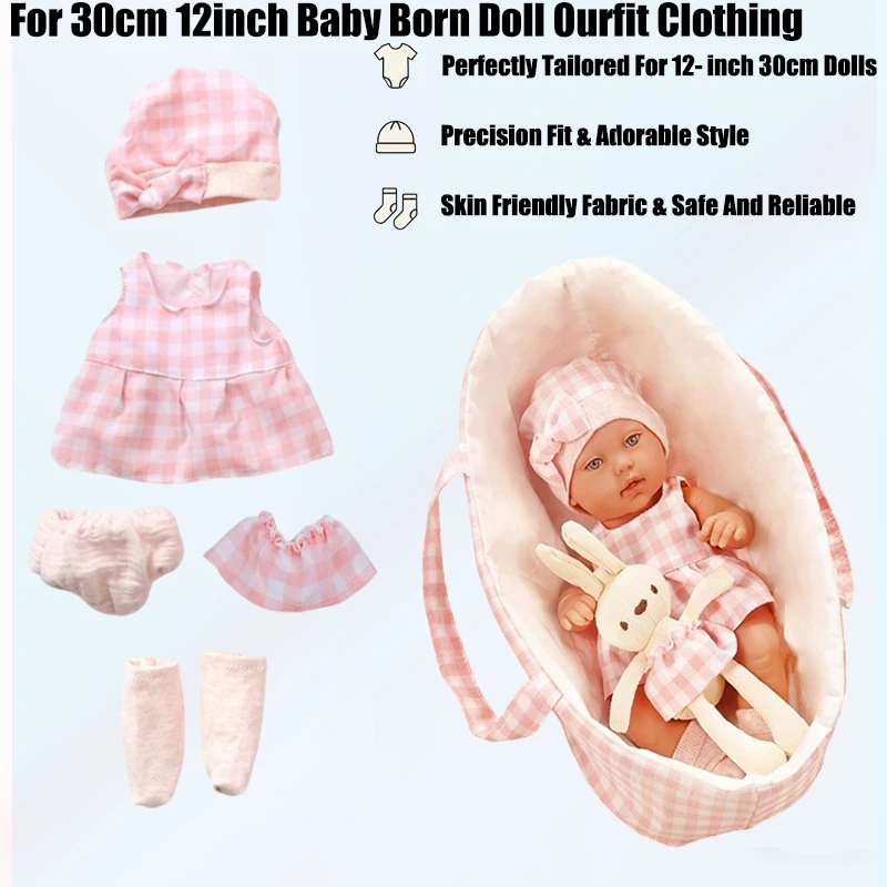 Ropa para muñecas bebé Reborn, ropa para cuna de 12 pulgadas y 30cm, pijamas de invierno con diseño de oso de dibujos animados, mono, abrigo de felpa, accesorios de ropa