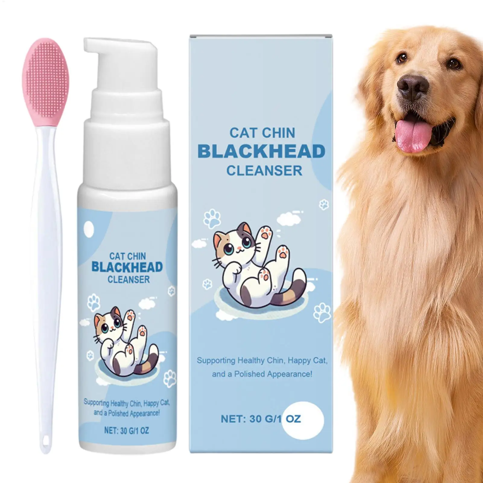 Pet Chin Cleaner Hair Health Cleaner with Brush Grooming Supplies Deep Cleansing Solution for Dogs and Cats