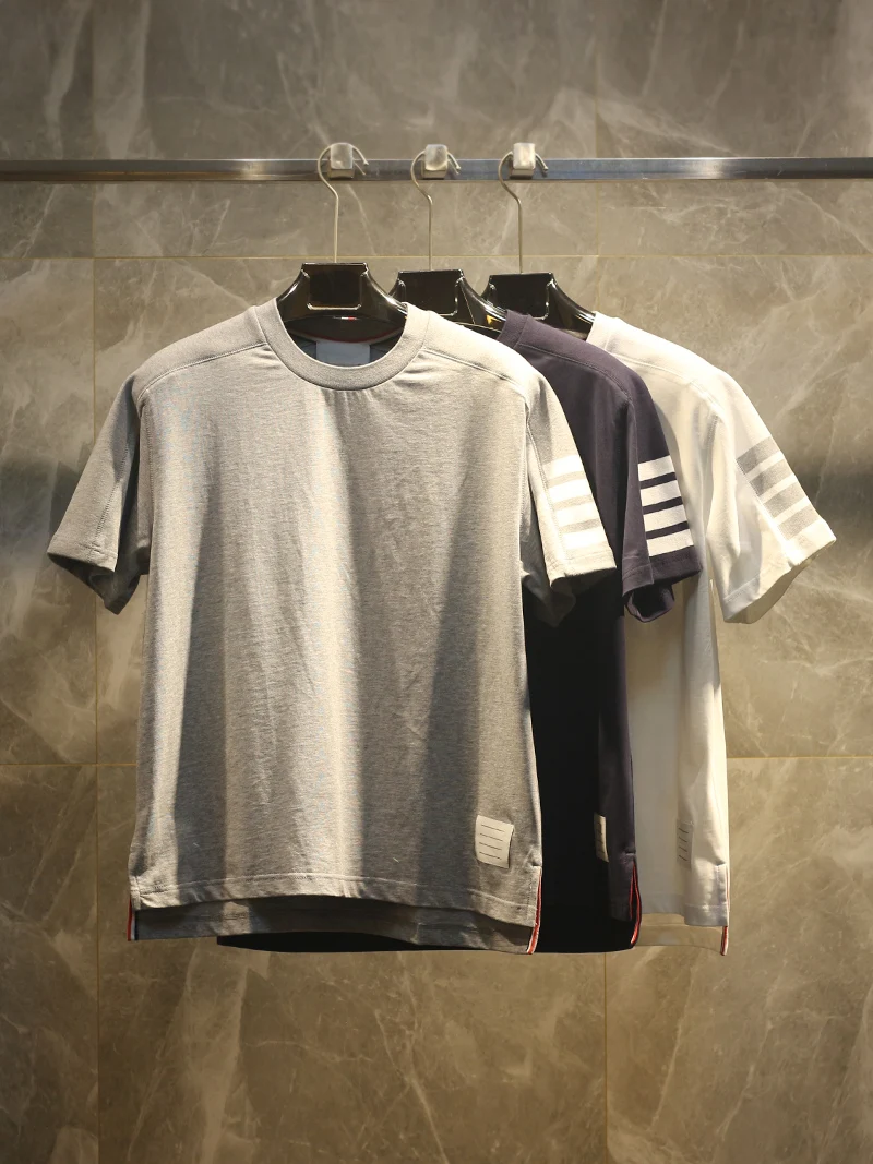 

Элитная повседневная футболка из чистого хлопка с коротким рукавом, дышащая, модная, в городском стиле, летняя новинка