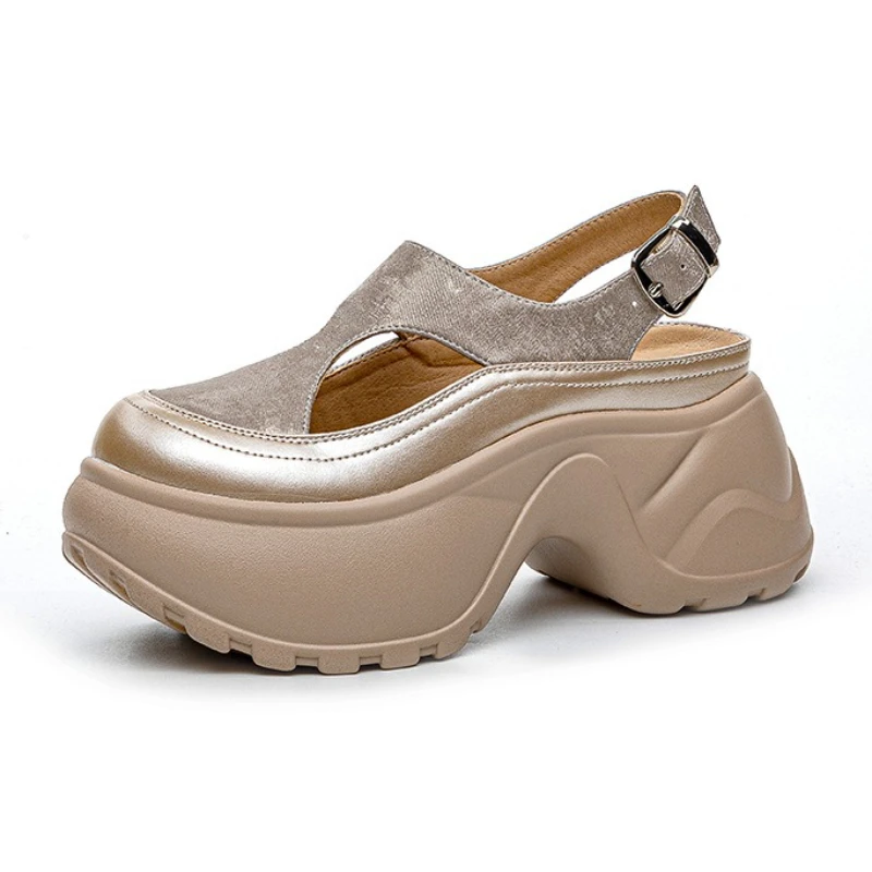 

CICIYANG 8cm Women's High-heel Sandals 2025 Summer New Close-toe Hollow Roman Shoes Female Large-size Casual Sandals