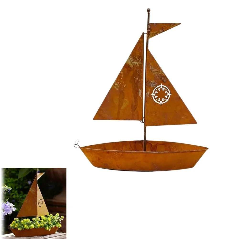 Heavy-grade Iron Flower Pot Artistic Decoration As Picture Coastal Garden Decor Detailed Craftsmanship For Coastal Themed Rooms