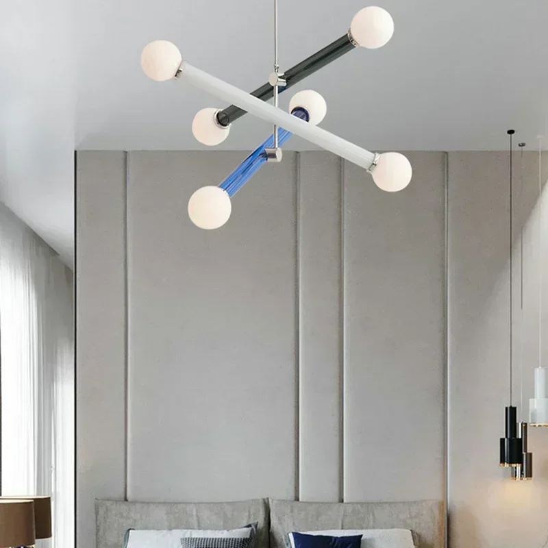 2026 Nordic Modern Restaurant Pendant Light, Modern Bedroom Creative Color Multi Head Glass Children's Room Branch Pendant Light