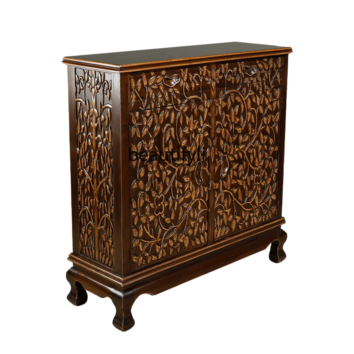 

Bodhi Tree Solid Wood Locker Southeast Asian Living Room Wall Narrow Cabinet Entrance Cabinet Chest of Drawers