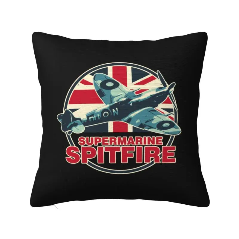 Custom Spitfires RAF Supermarine Fighter Aircraft Plane Throw Pillowcase Airplane British ww2 UK Nordic Cushion Cover Square