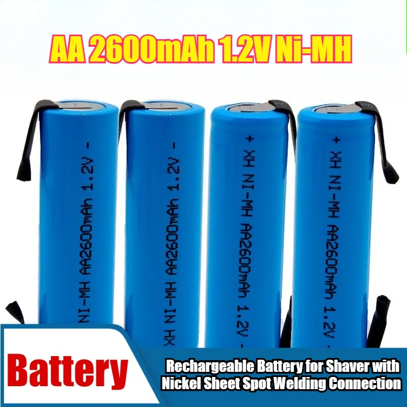 

AA 2600mAh 1.2V Ni-MH Rechargeable Battery for Shaver with Nickel Sheet Spot Welding Connection