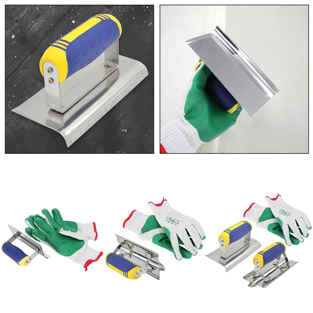 

Concrete Hand Edger and Groover Tools Stainless Steel Concrete Trowel with Grip Handle Plastering Knife Scraper Wall Repair Tool