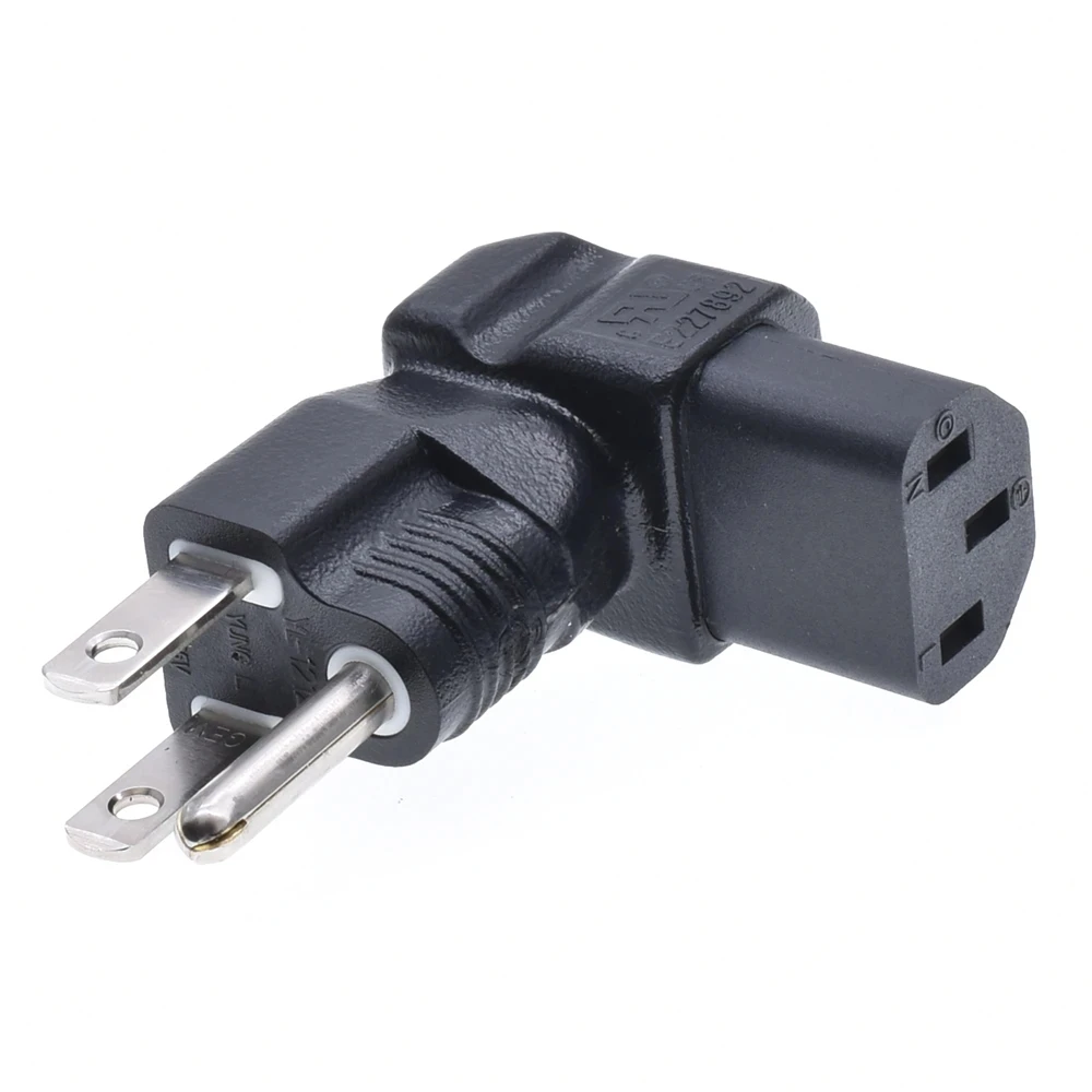 US to C13 power plug adapter America Type B 3pins to IEC60320 male to female conversion plug 125V 15A charge for computer black