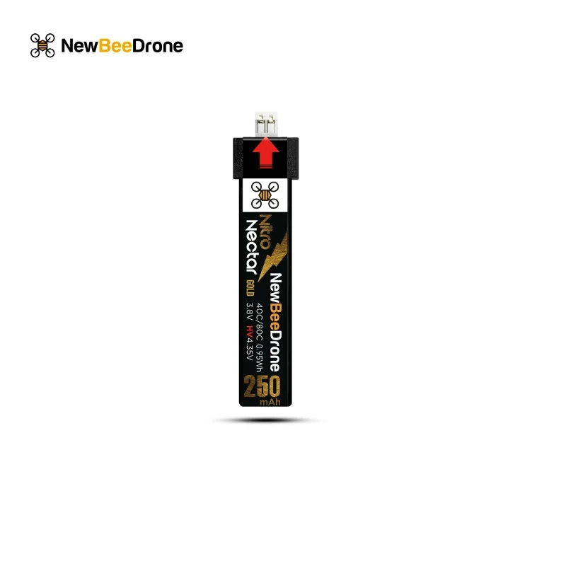 4PCS NewBeeDrone 250mAh 1S 3.8V 40/80C HV Nitro Nectar Gold  LiPo Battery