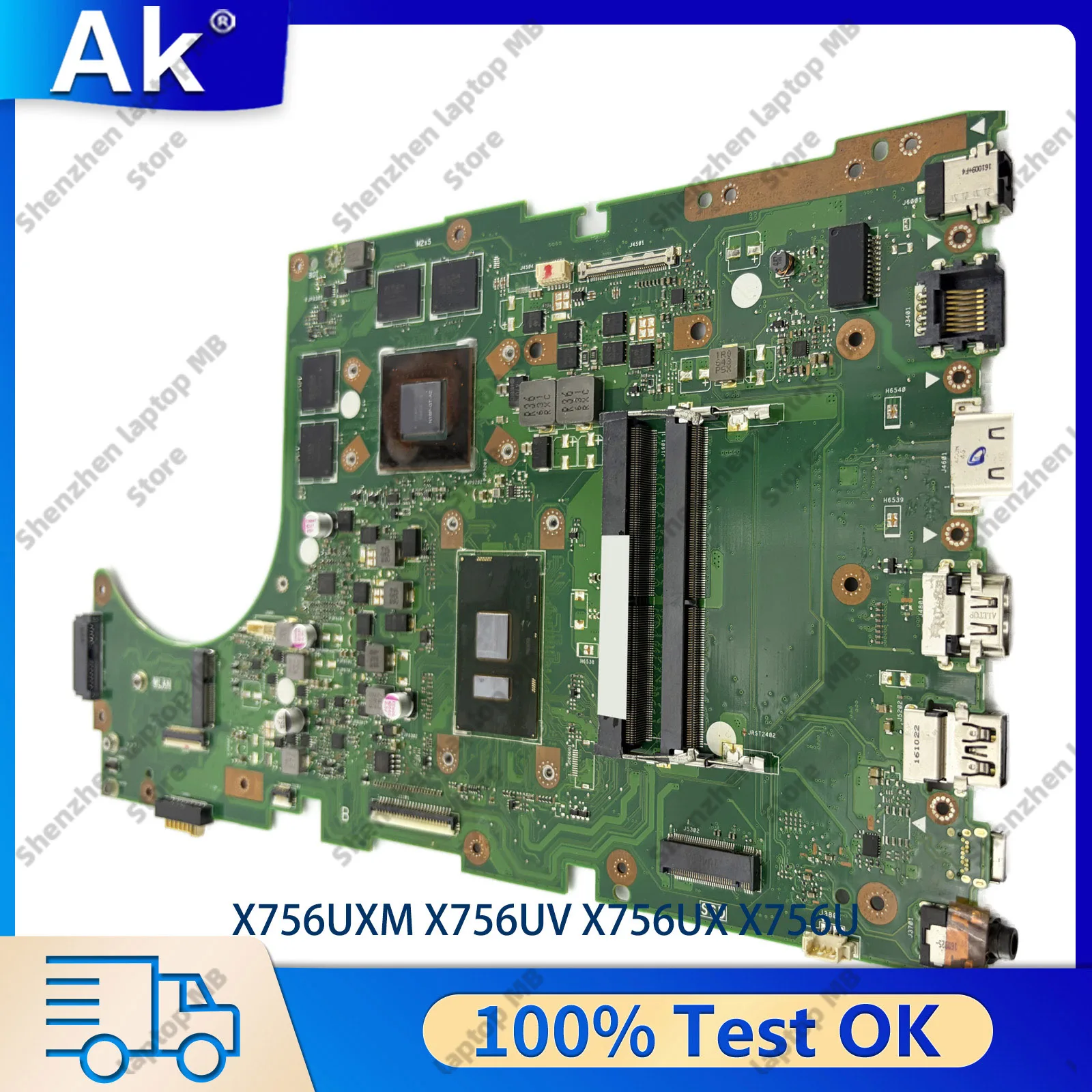 X756UV Laptop-Mainboard für ASUS X756UQ X756U X756UR A756U X756UJ X756UXM X756UQK X756UAK X756UV Hauptplatine mit I3 I5 I7 CPU