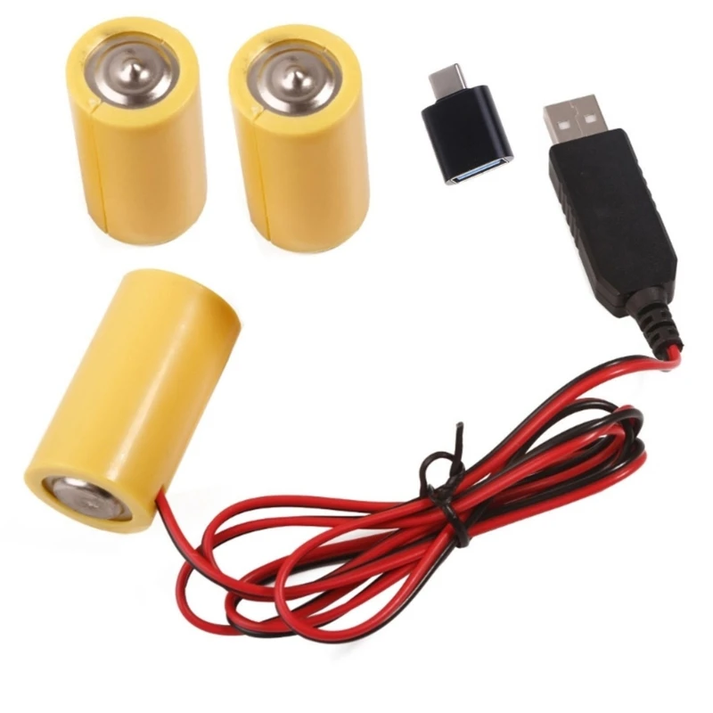 1 Set LR14 C Battery Eliminators Cable Power Supply Cord +USB C Adapter to Replace 3x 1.5V LR14 C Battery for Gas Stove