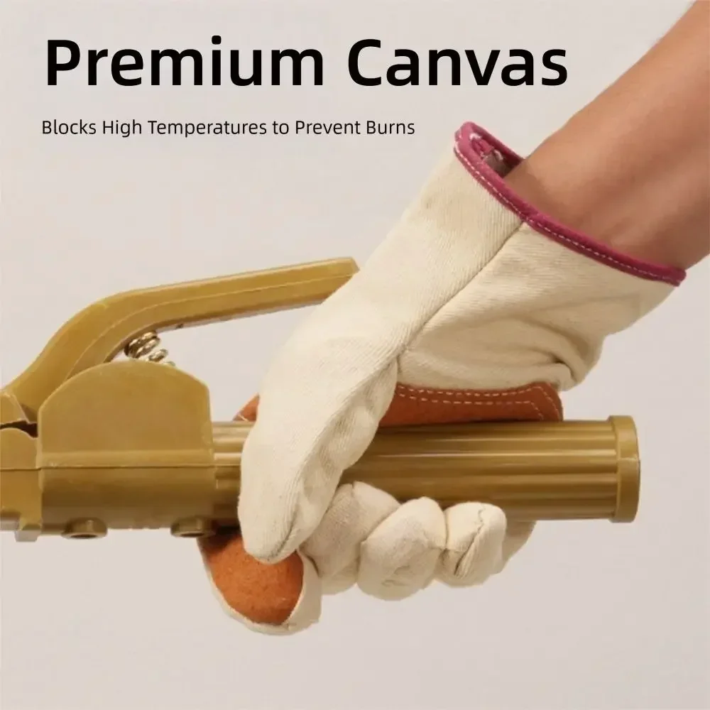 

New Thick Welding Gloves Wear Resistant Canvas Safety Gloves High Temperature Resistance Security Protection