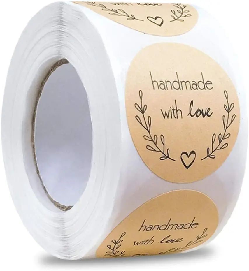 

500 Pcs Baking Kraft Paper Heart Shape Labels for Packaging, Envelope Seals, Small Business, Wedding, Birthday, Party Gift Wrap