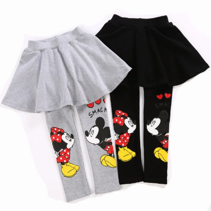 Disney Baby Girls Leggings Kids Lace Princess Skirt Pants Spring Autumn Children Cotton Trousers Cute Minnie Girl Leggings