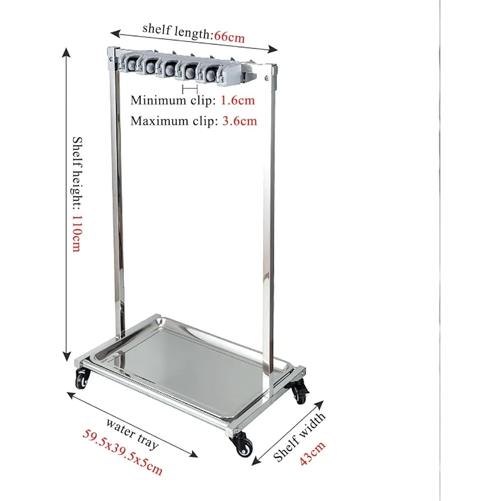 ممسحة مبللة من الفولاذ المقاوم للصدأ قائمة على الأرض وحامل مكنسة مع رف تخزين أدوات قابل للإزالة