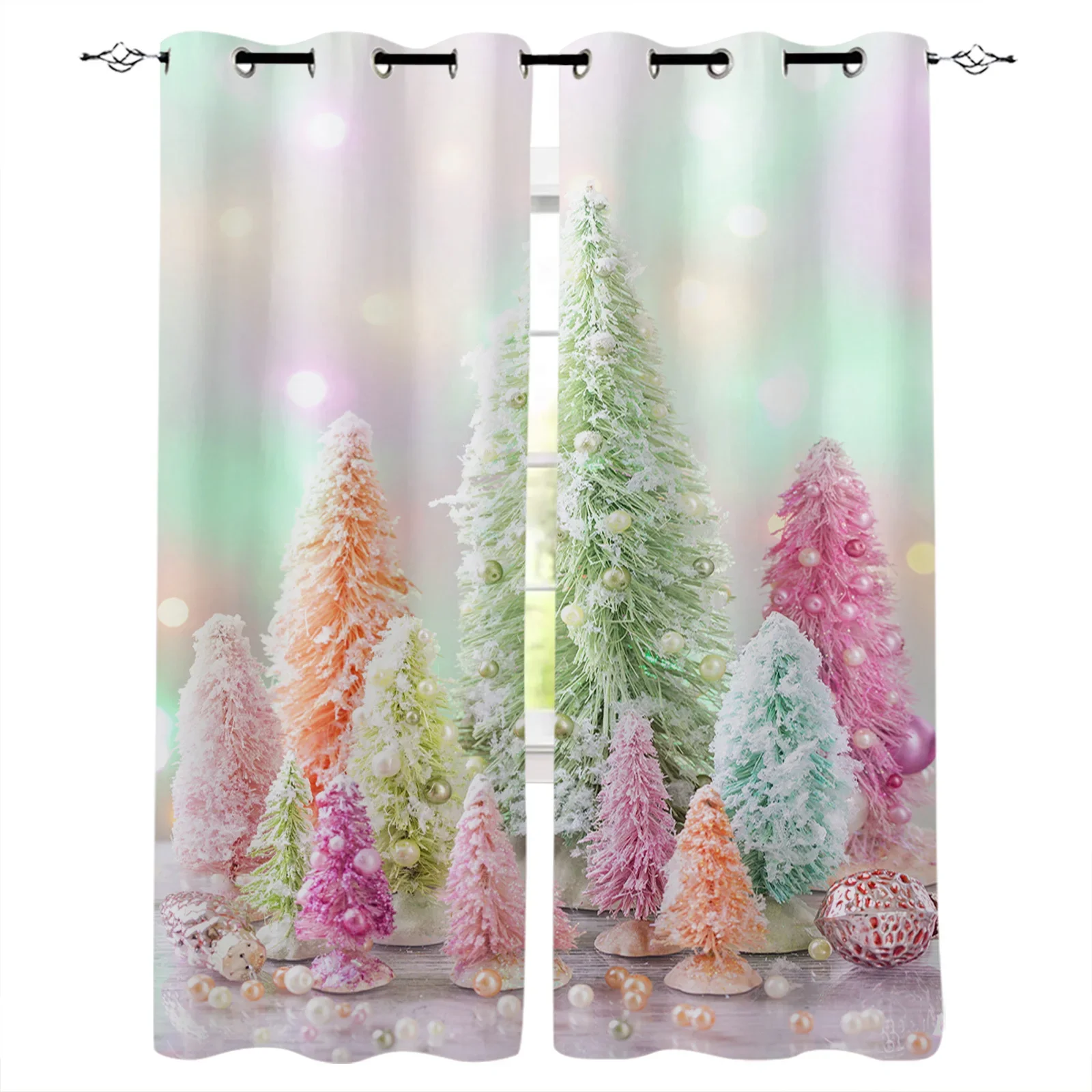 Santa Claus Christmas Blackout Curtains Bedroom Living Room Kitchen Drapes Window Treatments Xmas Navidad Natal Home Decoration