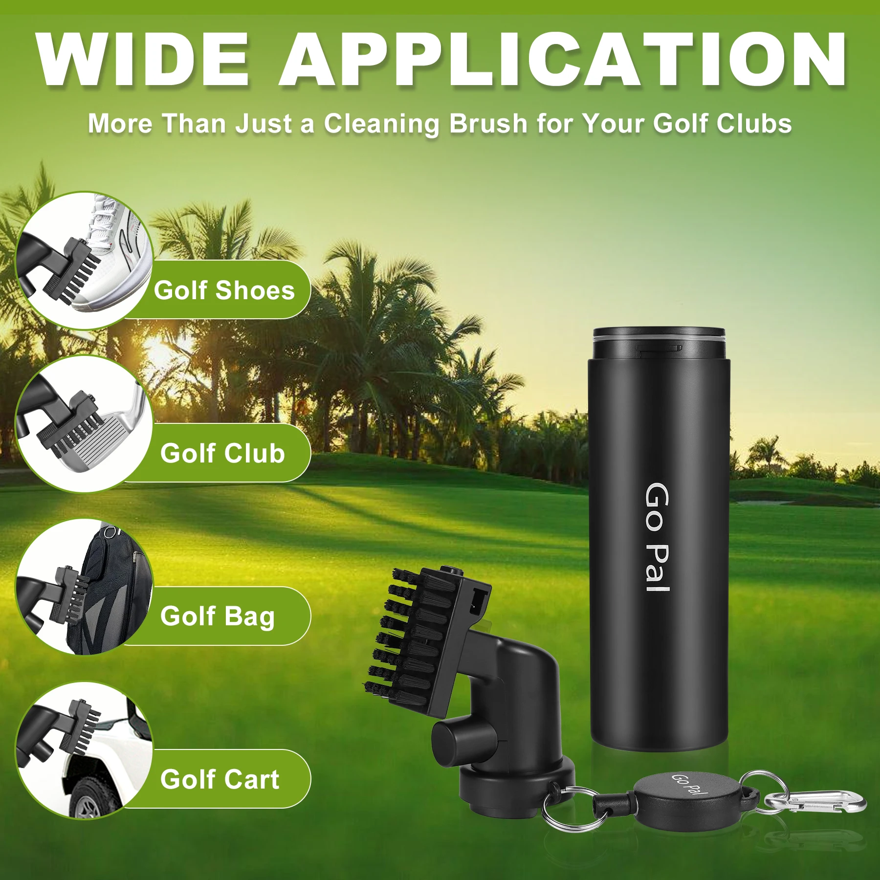 Gopal Pro Golfschlägerreiniger mit Rillenreiniger und Halteclip. Robuste Nylonborsten für einfache Reinigung