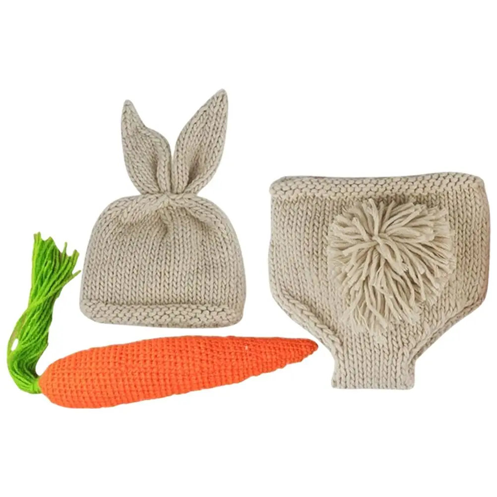 Accesorios para sesión de fotos de bebé recién nacido, traje de fotografía, gorro de conejito tejido, pantalones, hilo, suministros de Pascua para bebés de 0 a 2 meses