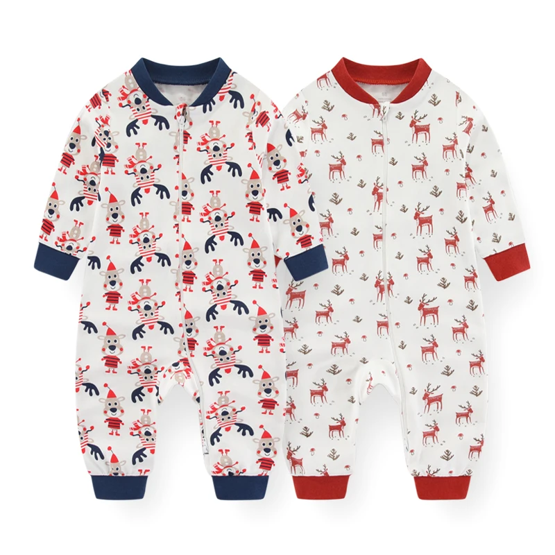 Kiddiezoom 2 PCS/Lot Four Seasons Fashion Cartoon 100%Cotton Zipper Long Sleeve Baby Boy Girl Rompers Soft Newborn Clothing