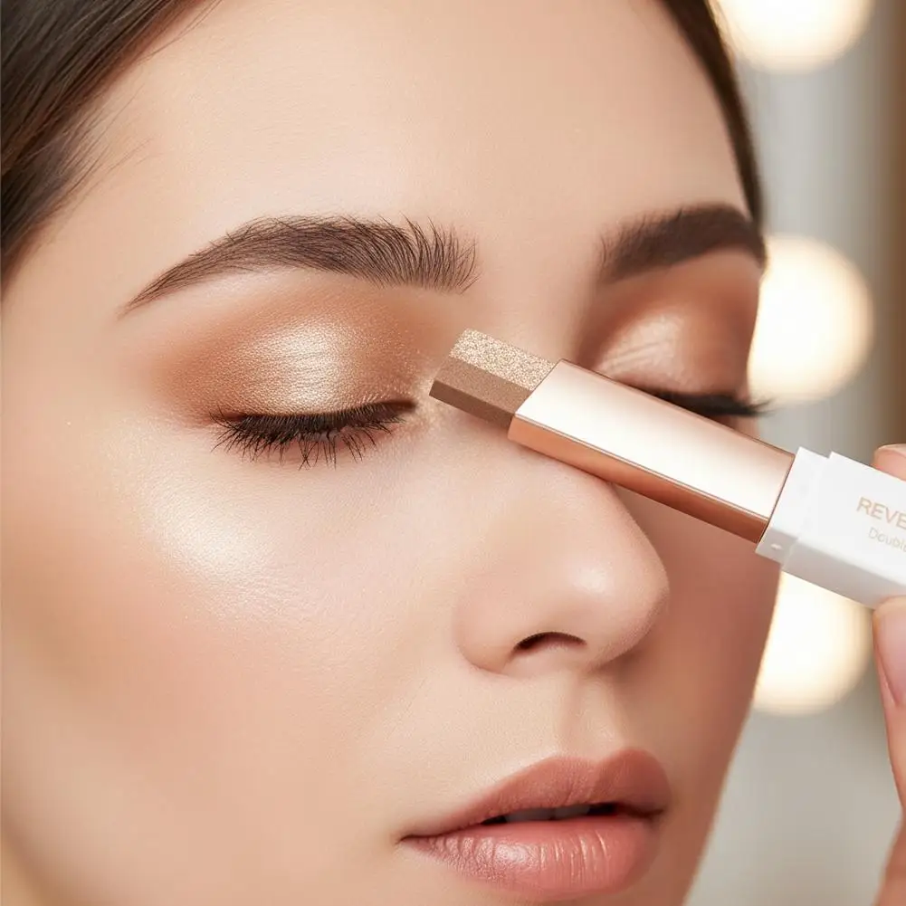 Sombra de olho com glitter de cor dupla, sombra fosca, maquiagem à prova d'água, bicolor, cosméticos, ferramentas de maquiagem de beleza