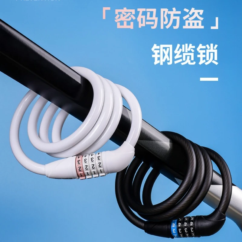 

Anti-theft Bicycle Cable Lock 4 Digit Password Bold Steel MTB Password Lock Durable E-bike Wheel Lock Bike Accessories