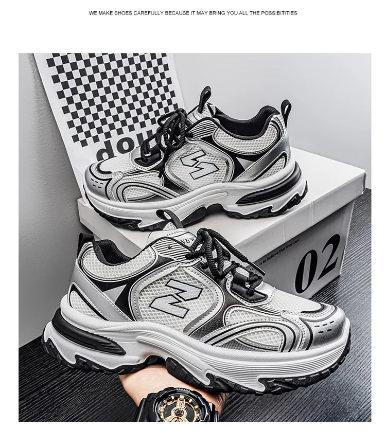Men's Chunky Dad Sneakers Breathable Mesh Running Shoes 3 Colors – Detail 16