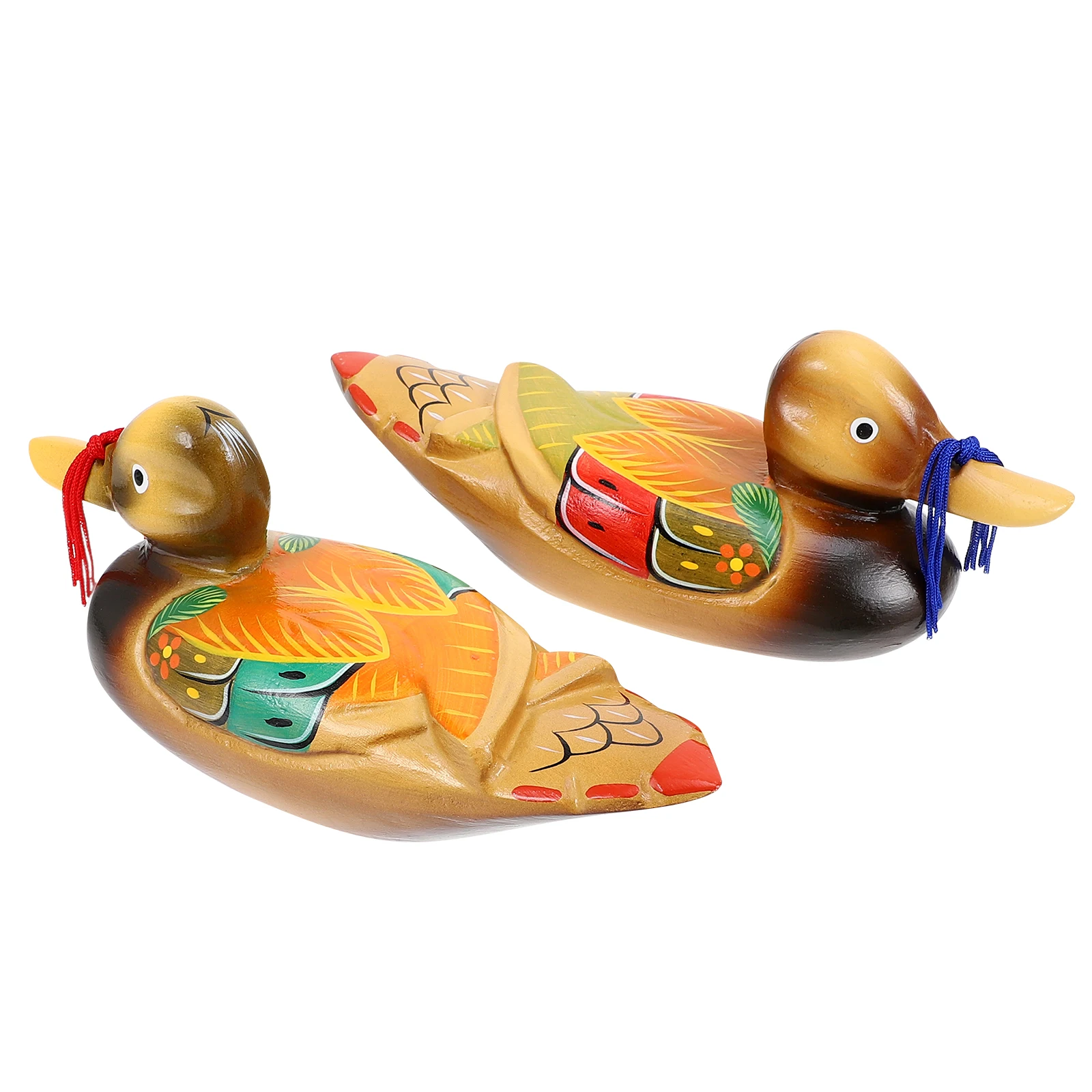 

2Pcs Wooden Duck Ornaments Colorful Home Decor Decors Living Bedroom Garden Adornments Stable Figurines