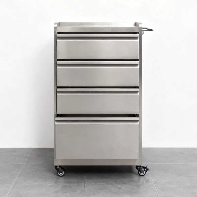 Barber shop tool cabinet hairdressing tool cart drawer cabinet hair cutting stainless steel hair salon special table mobile