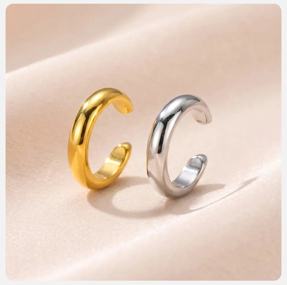Vnox Klassischer Einzelner C-förmiger Ohrclip für Frauen, Minimalistischer Edelstahl-Ohrring ohne Piercing, Knorpel-Ohrschmuck – Detail 5