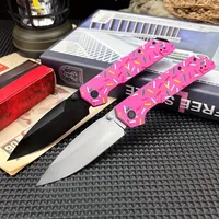 KS 2038 Pink G10 Handle Outdoor Jackknife, Donut Camping Survival Self Defense Pocket Utility Folding Knife, EDC Rescue Tools
