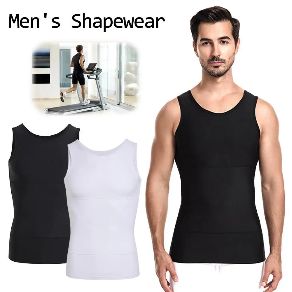 

Compression Shirts Men Tummy Control Shapewear Compression Shirt Flat Belly Abdomen Slim Vest Waist Trainer Fitness Workout