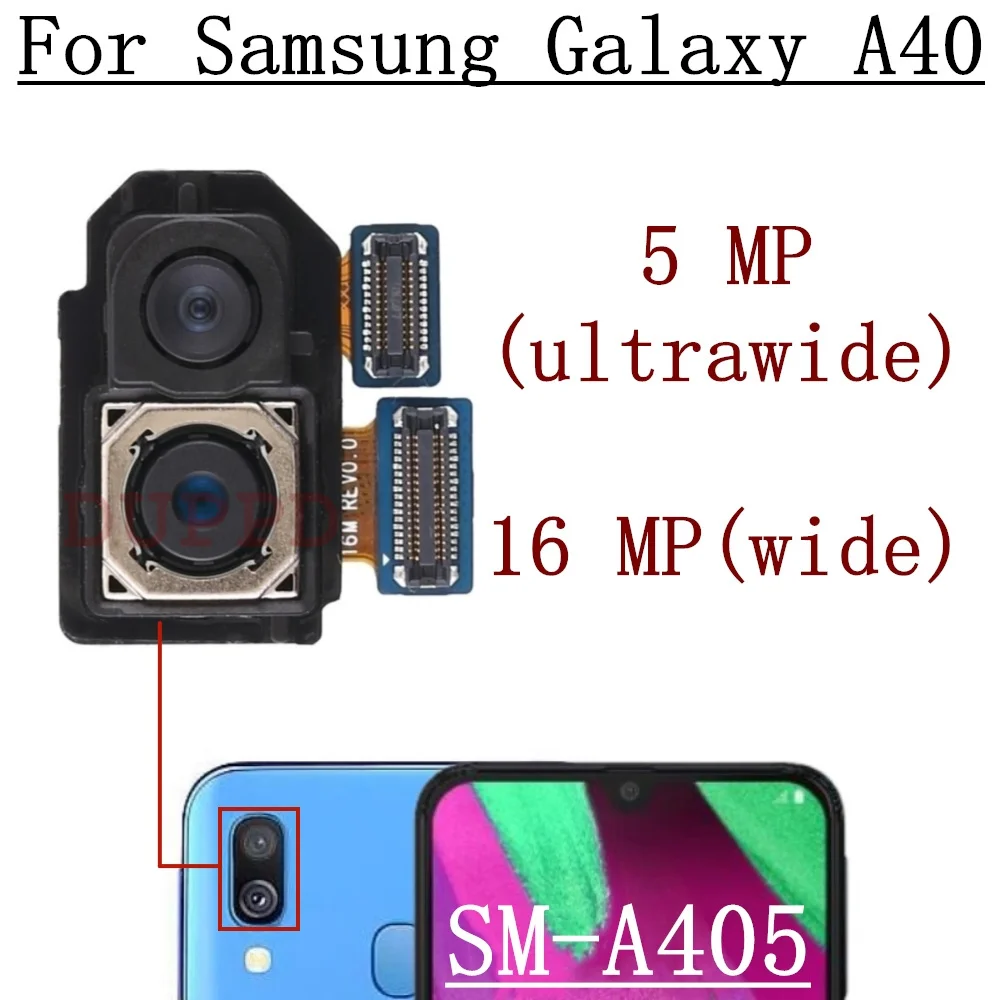 Rear Front Camera For Samsung Galaxy A30 A40 A305 A405 Frontal Selfie Wide Backside Ultrawide Back Camera Module Spare