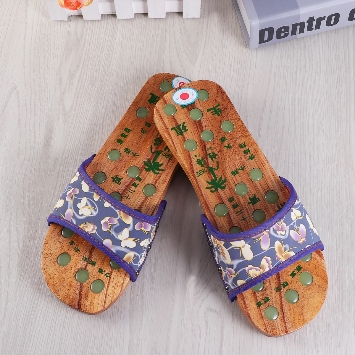 

Women Slippers Pain Relief Shoes Stress Reliever Magnetic Massage Wooden Women's