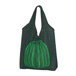 Custom Yayoi Kusama Abstract Art Pumpkin Groceries Shopping Tote Bag Women Fashion Shopper Shoulder Bags Big Capacity Handbag