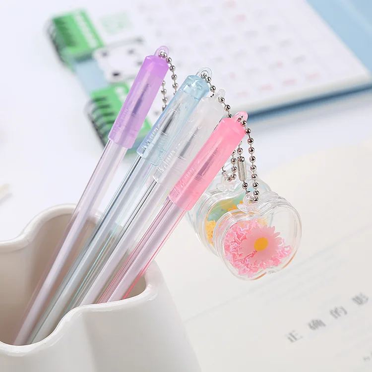 

40pcs Net red girl heart pendant neutral pen cute Sequin Apple Pendant water pen office stationery student pendant pen