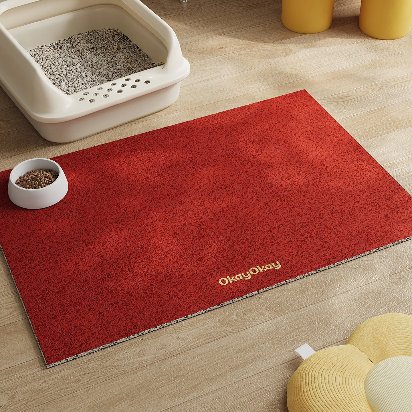 Solid Color Pet Feeding Mat Waterproof PVC Wire Loop Dog Cat Bowl Placemat Non-Slip Messproof Food and Water Catching Rug