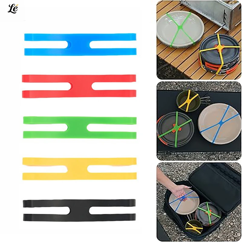 

5/10pcs Reusable Silicone Bands for Lunch Box Elastic Straps Tableware Fixing Band for Camping Office Cooking Travel Daily Use