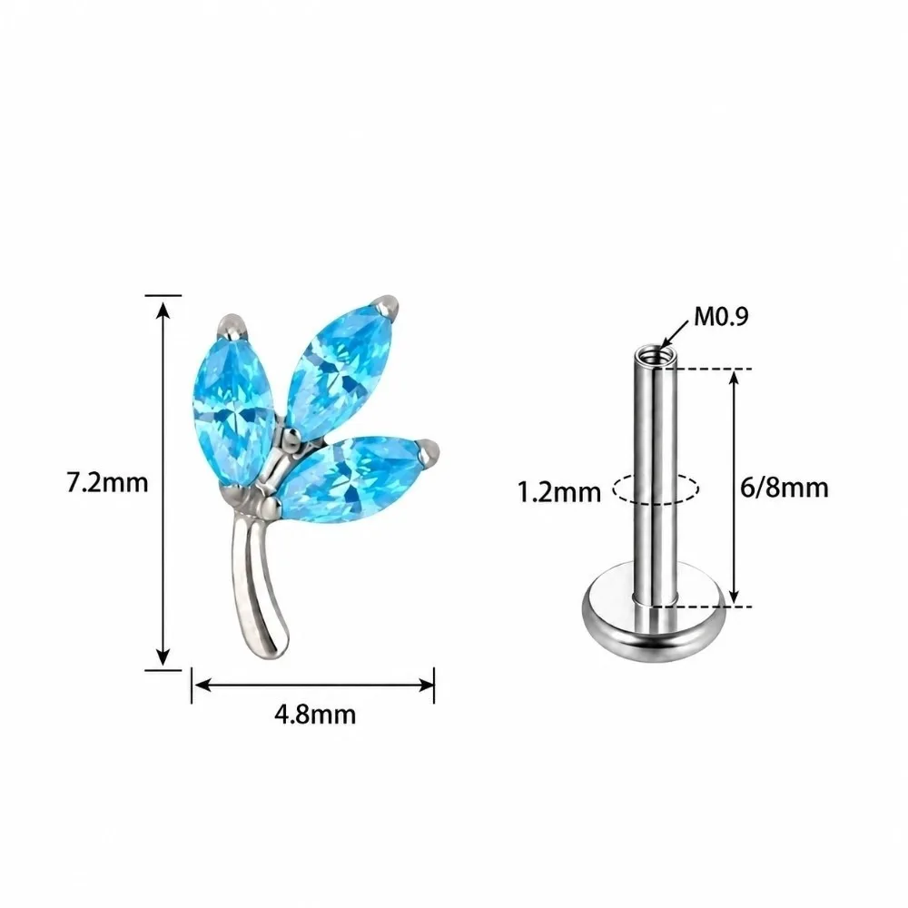 Lightweight Labret Stud Internally Threaded ASTM F136 Titanium Piercing Jewelry Polished Surface Flat Back Lip Stud