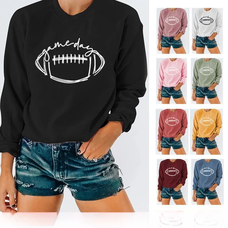 

Женская толстовка с длинными рукавами и принтом в стиле регби, большой размер, с круглым вырезом, удобная, хлопковая, зимняя, модная, уличная одежда