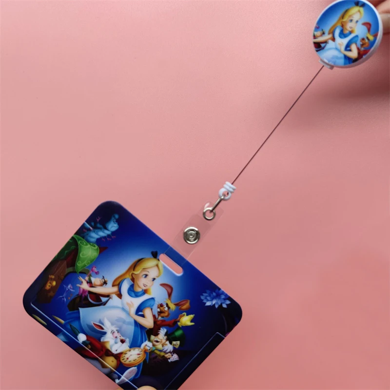 Disney Princess Retractable Buckle Clip Card Holder Horizontal Business Badge Reel Clip Cardholder Doctor Nurse Hang credencial