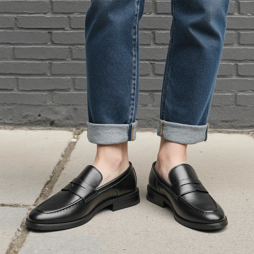 Men's Black Penny Loafers Classic Business Dress Shoes Slip-On Formal Leather Loafers for Men Casual Office Work Shoes - view 2