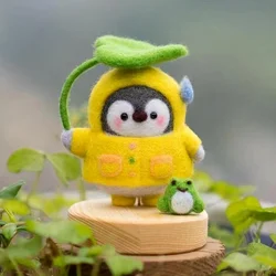 Pingwin wełna filc Diy para lalka materiał akcesoriów paczka Kawaii Handmade Craft Stitch robótki igła wełna filc prezent