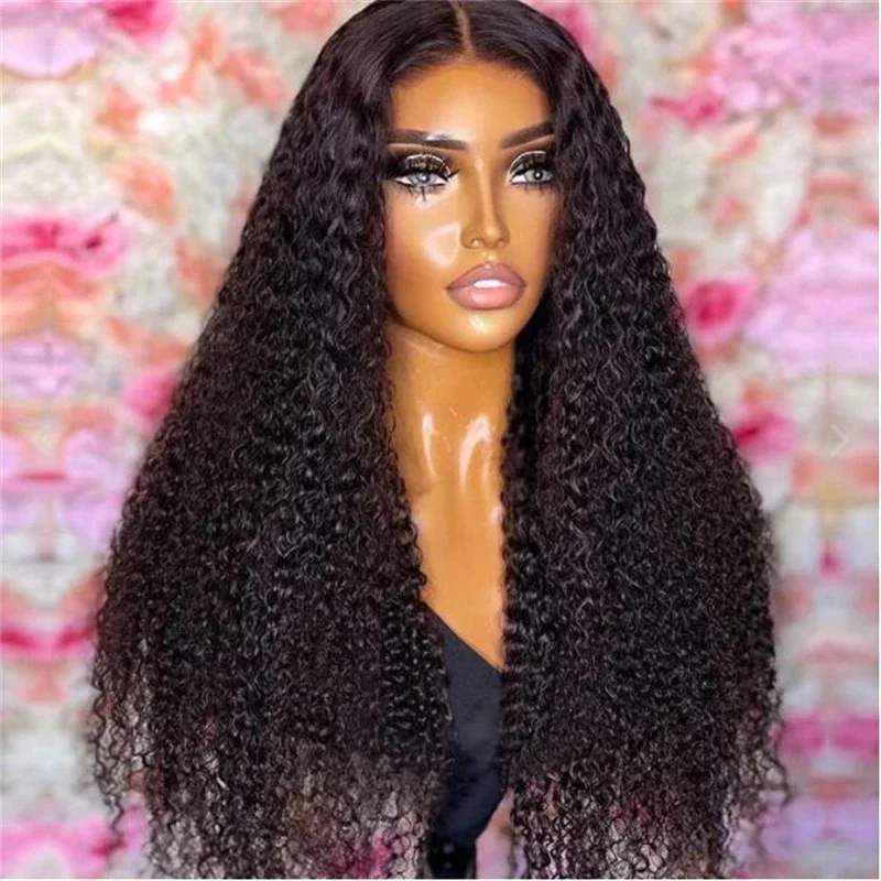 Perruque Lace Front Wig crépue bouclée noire, 26 pouces, 180 de densité, perruque Lace Front Wig naturelle pre-plucked avec Baby Hair, perruque 03/Wig pour femmes noires