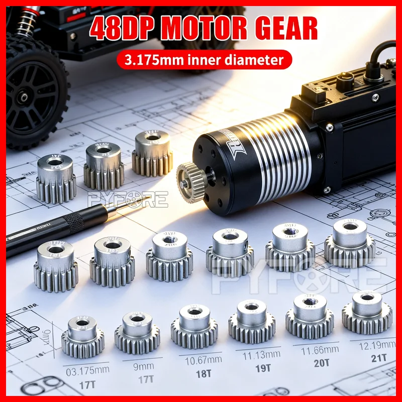 

48DP 3,175 мм шестерня двигателя из алюминиевого сплава 11T 13T 15T 17T 18T 19T 20T 22T 24T 28T 30T для 1/10 RC автомобильного бесщеточного двигателя